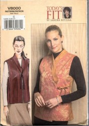 8000 VOGUE  BETZINA ASYMMETRIC TIE VEST PATTERN  ABC,  DEF, OR GHIJ CHOICE UNCUT